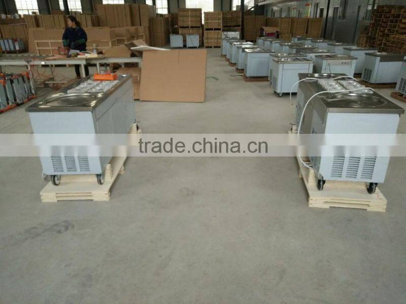 commercial hot sale flat pan fry ice cream machine/fried cream machine(2+10)