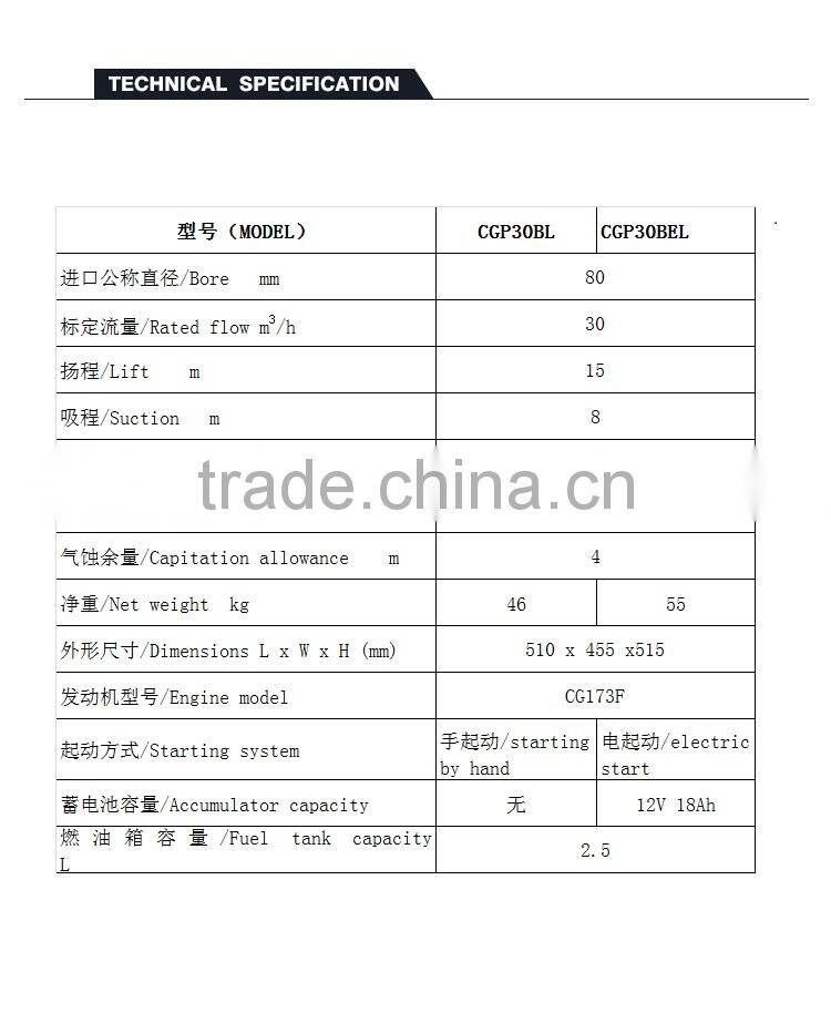 Chinese hot sale CGP30BEL diesel powered agricultural irrigation water pump
