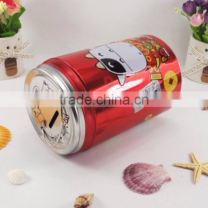 New custom gift nice printing round tin can coin bank
