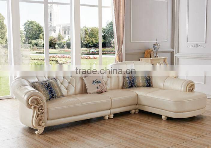 Chrysanthemum series genuine leather corner sofa set