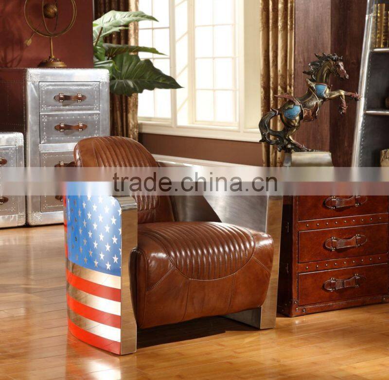 Traditional American Replica Chesterfield Genuine Leather Sofa With Cushion