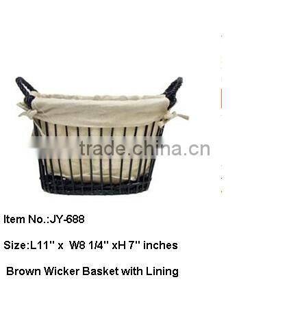 Dark brown wicker laundry basket Set With Liner