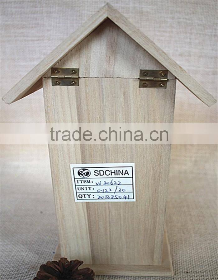 Handmade crafts wood room toy wooden bird nest packaging sticky window wood toys with heartshapeed window