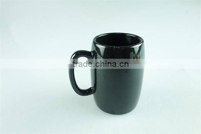white and black colored glazed ceramic beer mug 7 oz cheap price wholesale
