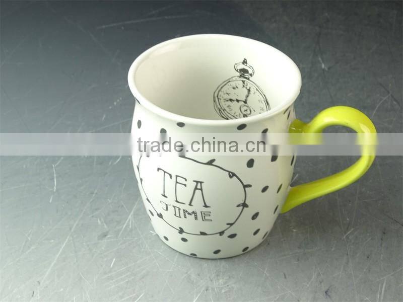 Ceramic enamel mug /coffee mug shapes 350 ml / 12 Oz stoneware print mugs with glazed handle