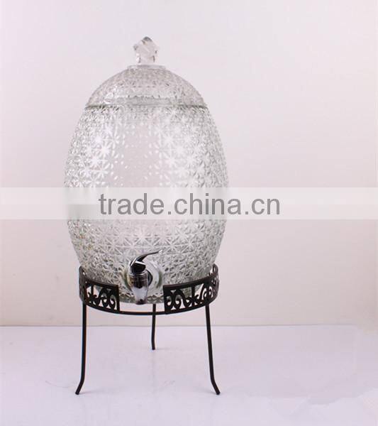 5pcs glass juice dispenser set with metal clip