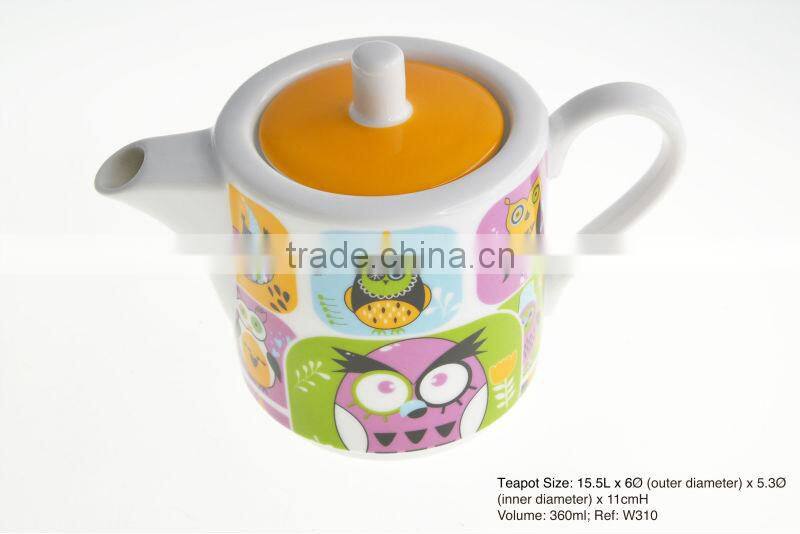Wholesale High Quality Porcelain Colorful Owl Pattern Teapot Whole Set WS1059-CF021-276-TC2