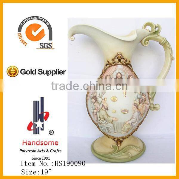 19" antique 3D last supper decorative flower vase