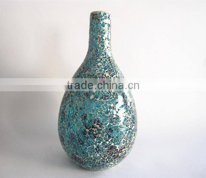Turquoise Floor Decoration Texure Samshed Mosaic Large Fashion Flared Tall Glass Vases