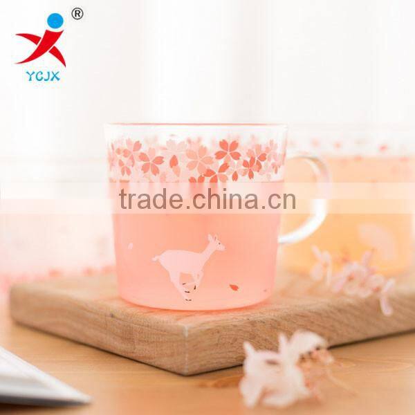 The animal glass cup Japanese cherry blossom offering original theme heat-resistant cup with handle
