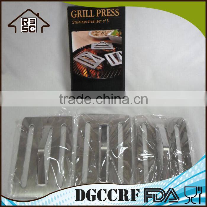 3-Piece BBQ Tool Cast Iron Grill Press,Stainless Steel Meat Press