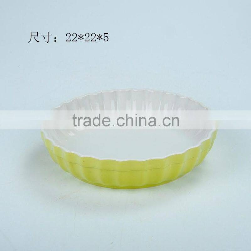Round Ceramic Baking tray with colorful