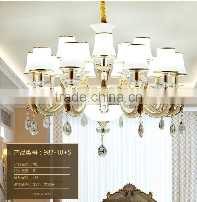 M987 Momoda decorations luxury big 10+5 arms Crystal modern living room lobby lighting chandelier pendant lamp