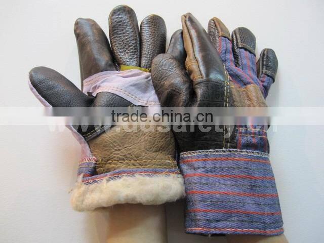 DDSAFETY Cow Grain Leather Work Gloves For Winter Safety Gloves