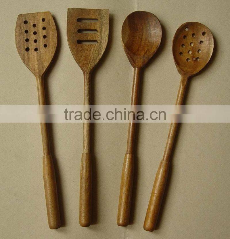 Wood Utensils 4-Pieces Set, Made of Teak wood