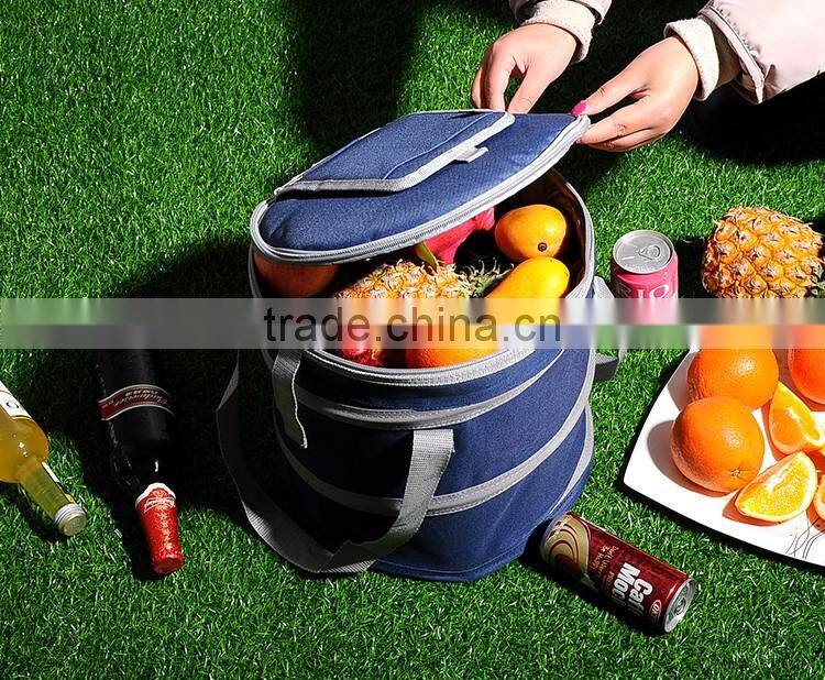 China supply round foldable collapsible cooler picnic bag for drink ,wine and food