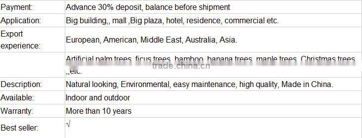 2015 hot sale outdoor large fake plastic palm tree plants and artificial palm tree decorative