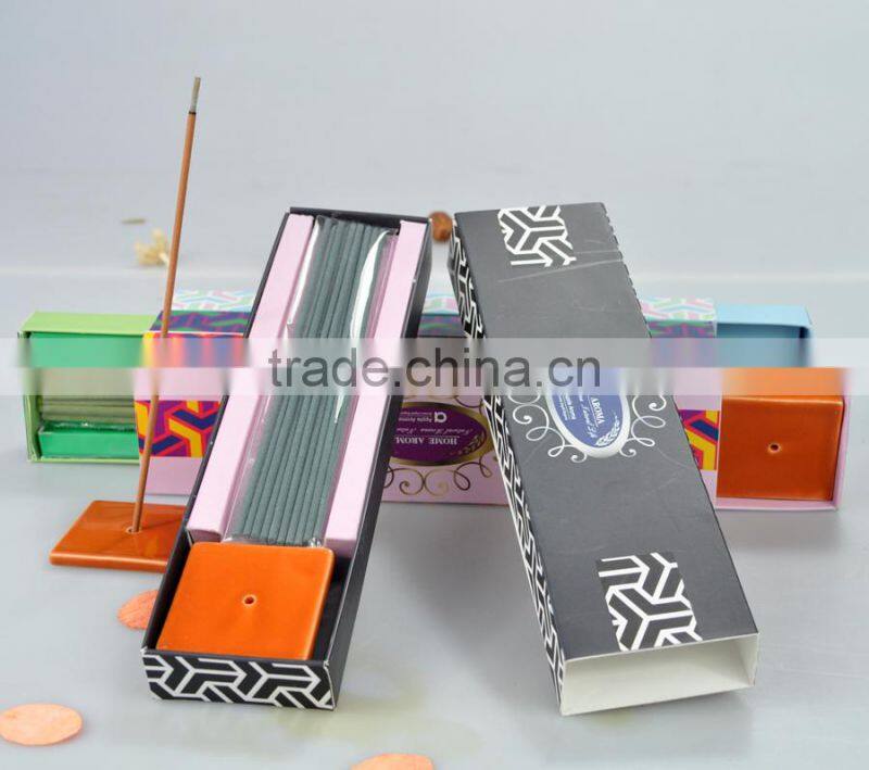 Home decoration incense stick with ceramic holder and color paper box