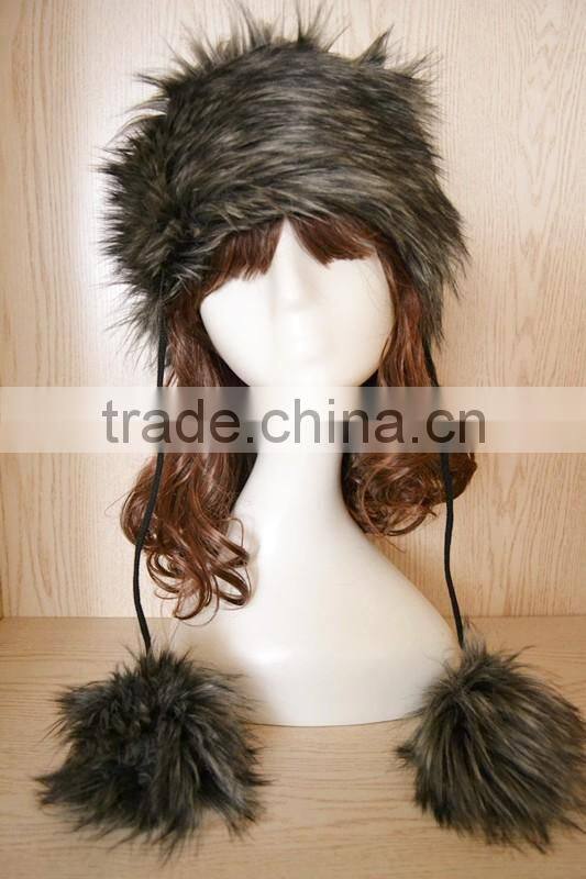 winter Imitation rabbit fur prevent the wind and snow flat-top cap Russia faux fur hat
