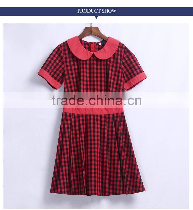Summer Fancy Patterns Girls School Uniform Plaid Dress