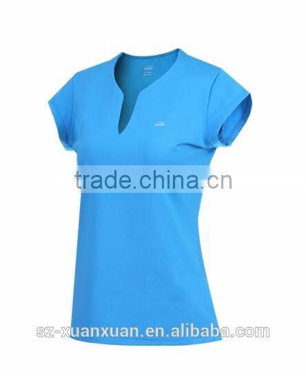 Wholesale candy color shirt body tight v-neck sportsware T-shirt for women