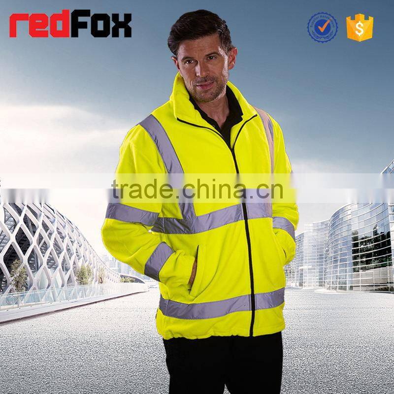 no hood hi vis traffic orange safety fleece jacket