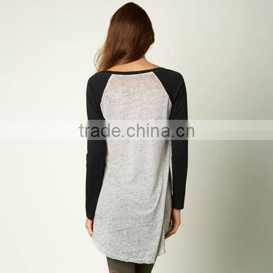 2016 plain thin long t shirt woman t-shirt