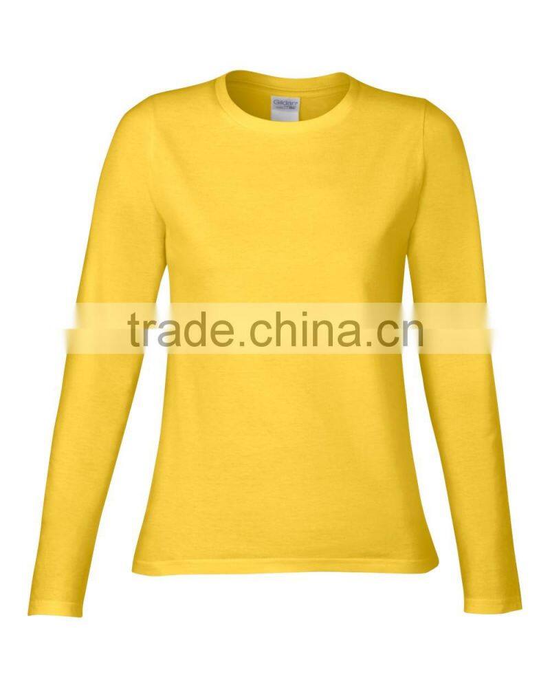 2016 new women's autumn t-shirt, o-neck long sleeve cotton t-shirt custom wholesale