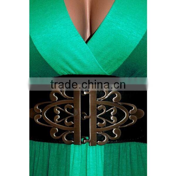 Women Plus Size Slim Black Color Block Long Maxi Plus SIze Dress