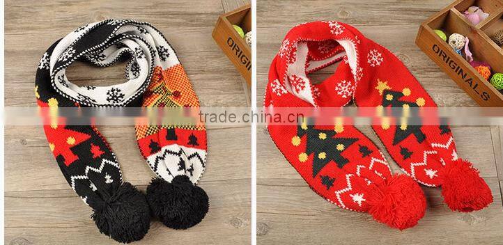 Christmas styles good quality made scarf baby kids knit scarf pattern