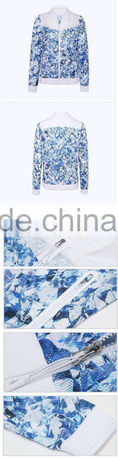 High quality women custom printed tracksuits gym sportswear jacket fitness shorts