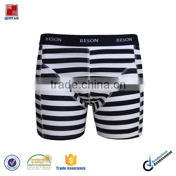 Plain Stripe Printed Cotton Spandex Mens Boxer Briefs Underwear