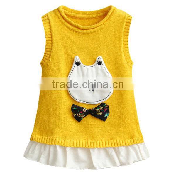 Sleeveless kids summer knit dress new style baby girl frill dress