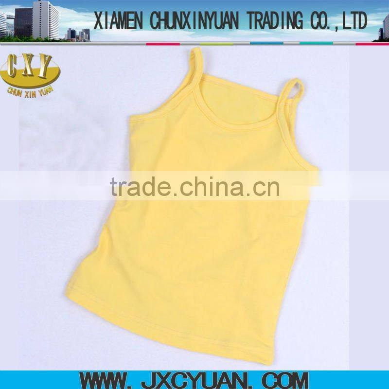 yellow children sleeveless t shirts with no printing