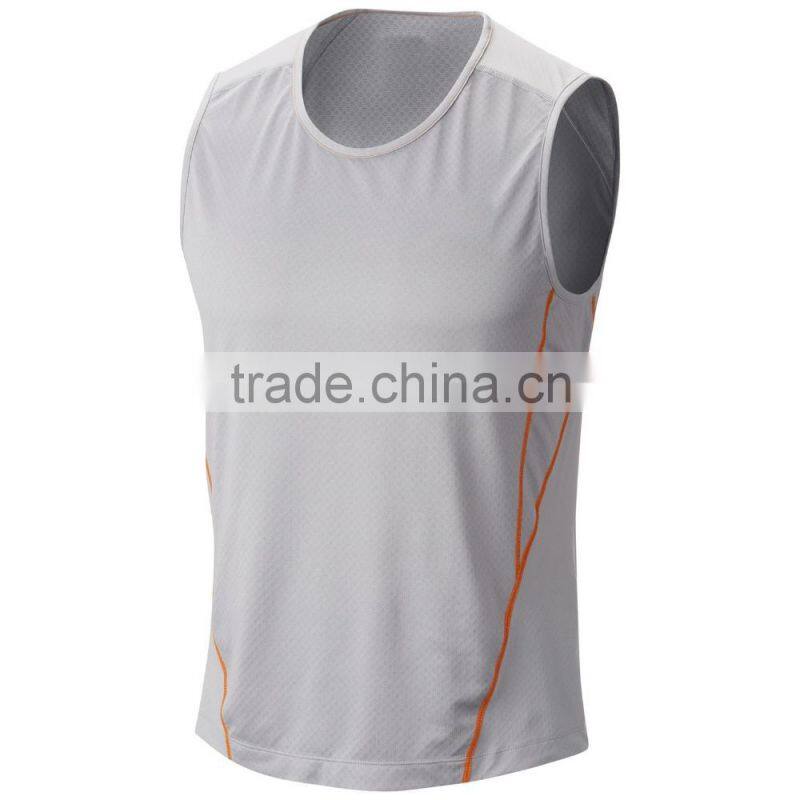 man sleeveless o-neck polyester t-shirt for sports