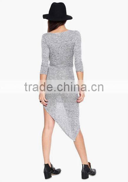 2015 Winter hot sale irregular Half Sleeve Sexy Dress Slimfit bodycon dress for women with belt Autumn Dress