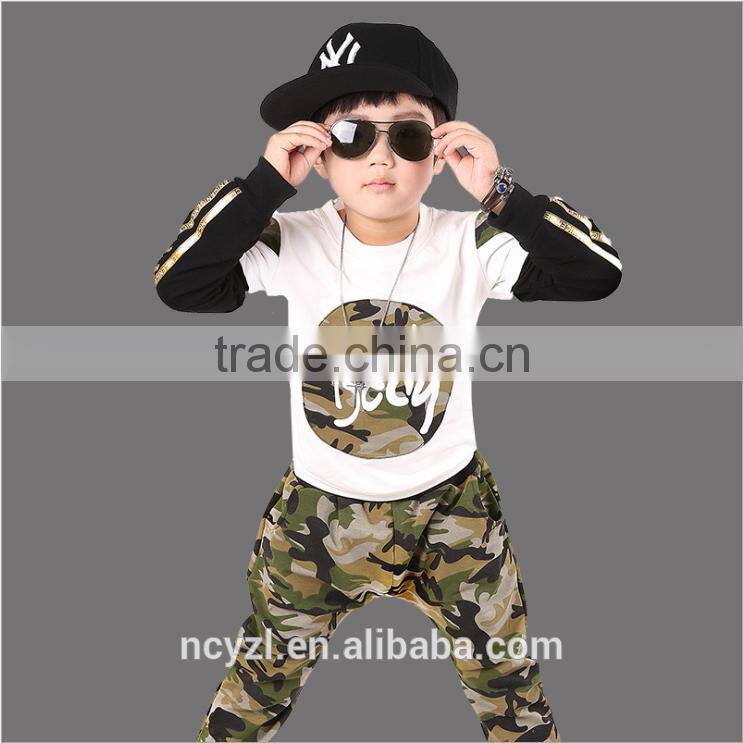 100% cotton handsome military uniform baby winter clothes and printing baby words children hoodies sets