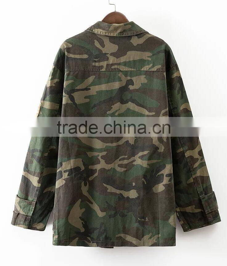 Runwaylover EY1011C OEM wholesale custom camo women high quality jacket with button