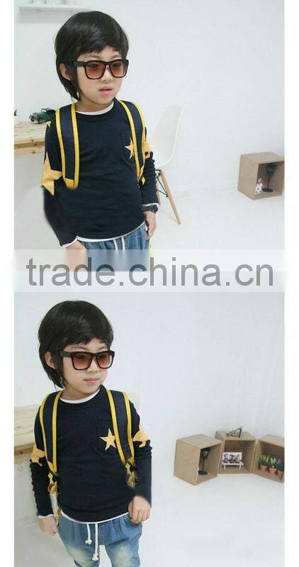 Spring 2016 Boys T Shirt Five Star Long Sleeve Children T Shirts Blue And White Cotton Kids t Shirts For Boys BT40318-6
