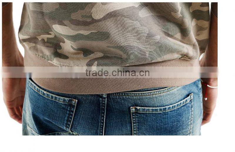 cotton/spandex kint camouflage full printing raglan sleeve military sweater/pullover with overlocking