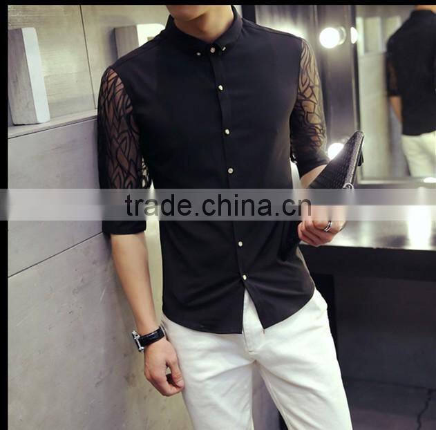 Cultivate one's morality short sleeve white shirt male 7 minutes of sleeve