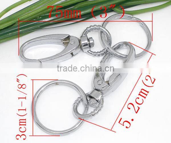 Wholesale 5 PCs Silver Tone Clasp Key Rings 75mm