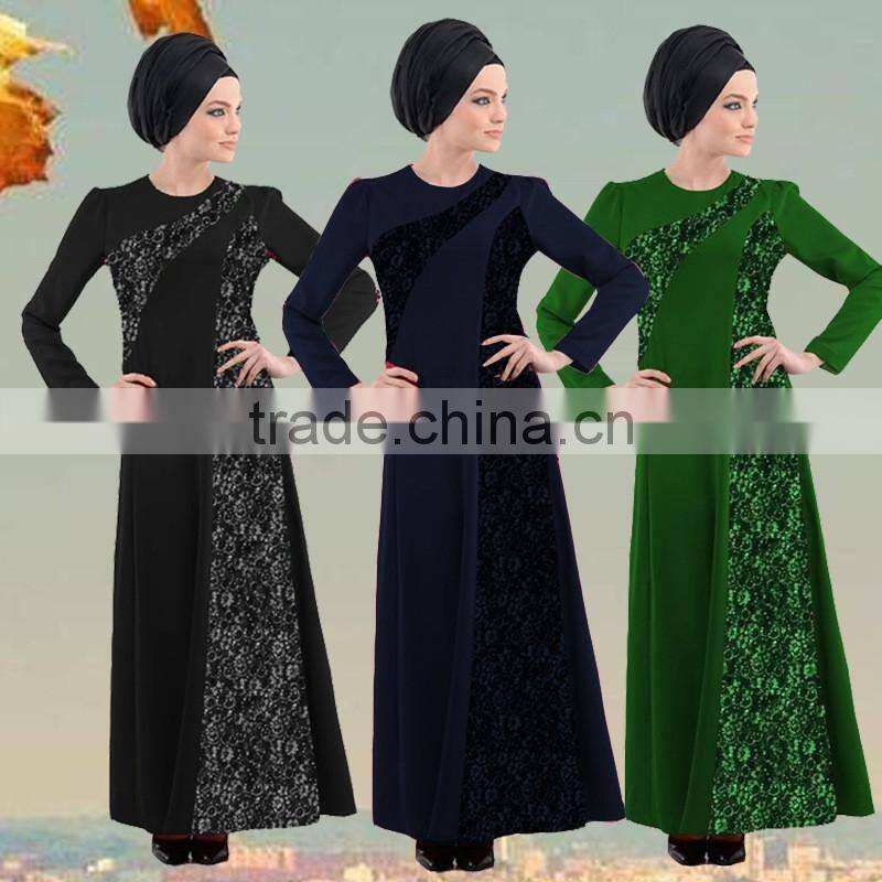 hemp black red patched muslim dress robe/xge muslim Arabian middle east lace abaya kaftan dress/ islamic muslim women dress