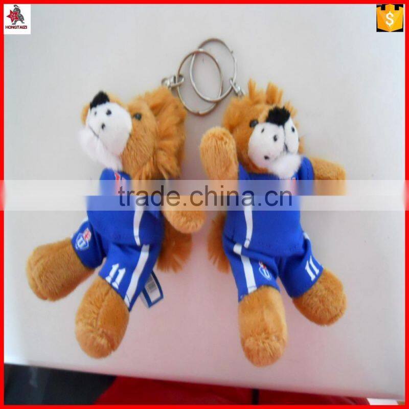 4" soft plush animal lion keychain with logo printed in the T shirts
