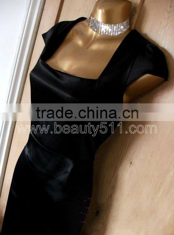 New Design Vintage 40s 50s style black satin Hollywood Galaxy pencil wiggle pinup dress GP009