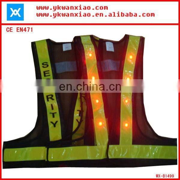 factory custom made light mesh led tubes flashing led lights high visibility Flashing reflective jacket LED