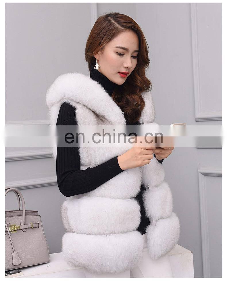 Top Quality Comfortable Wholesale Vest Real Fox Fur Hood Vest / Cheap Fur Vest