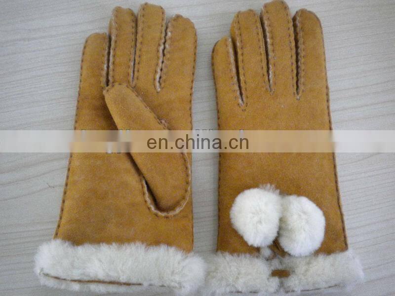 natural color customized design Real lamb fur glove for wome