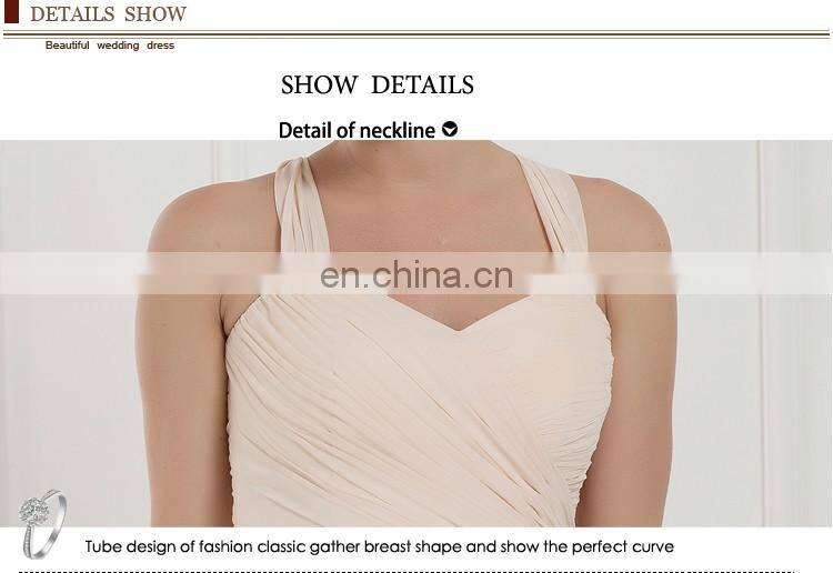 EB2227 A-Line scoop halter top Ruched Chiffon evening dress