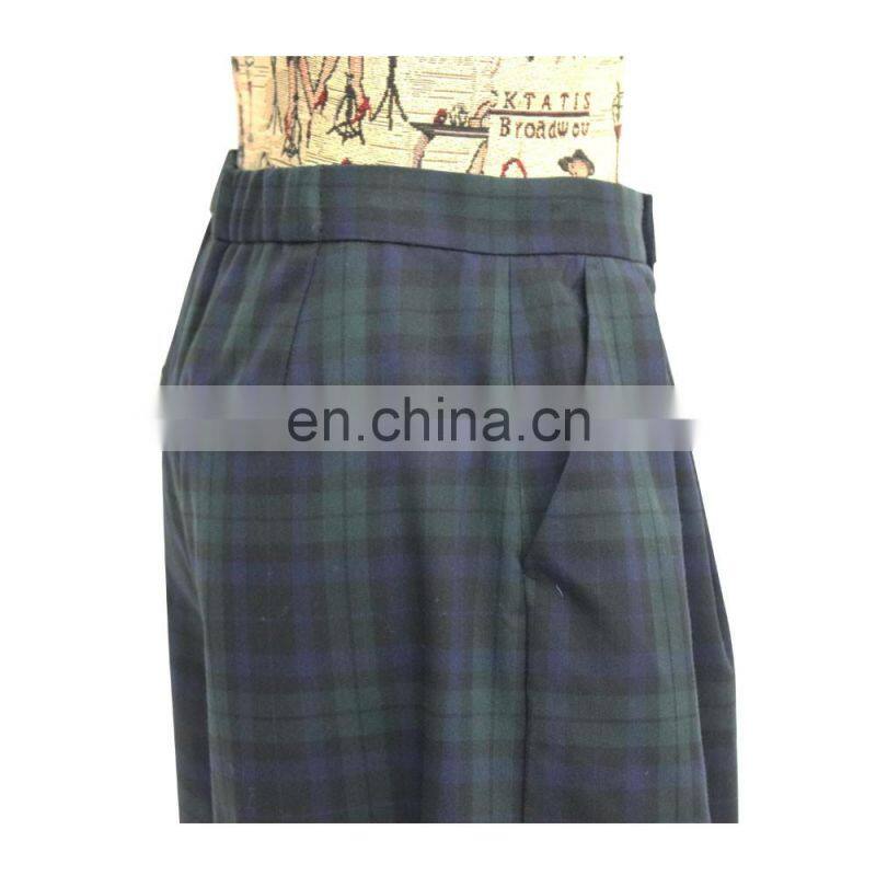 lady fashion popular check pants wide leg trousers